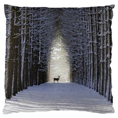 Trees Nature Snow Deer Landscape Winter Large Cushion Case (two Sides) by Alisyart