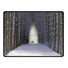 Trees Nature Snow Deer Landscape Winter Double Sided Fleece Blanket (small) 