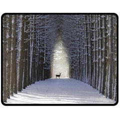 Trees Nature Snow Deer Landscape Winter Double Sided Fleece Blanket (medium) 