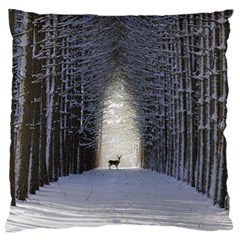 Trees Nature Snow Deer Landscape Winter Large Flano Cushion Case (one Side)