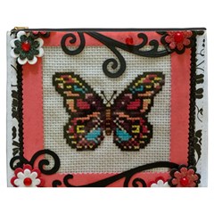 Cross Stitch Butterfly Cosmetic Bag (xxxl) by DeneWestUK