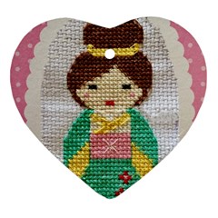 Cross Stitch Kimono Ornament (heart)