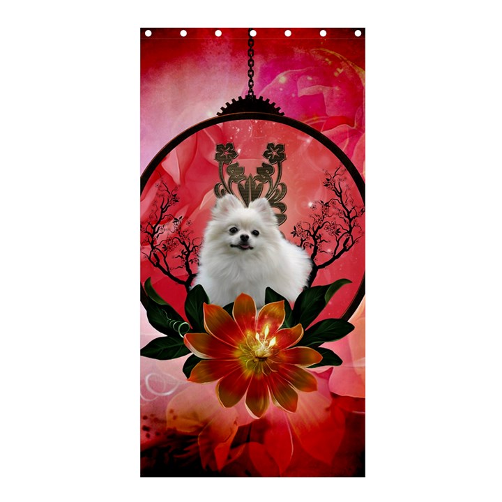 Cute Pemeranian With Flowers Shower Curtain 36  x 72  (Stall) 