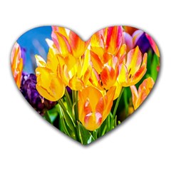 Festival Of Tulip Flowers Heart Mousepads by FunnyCow