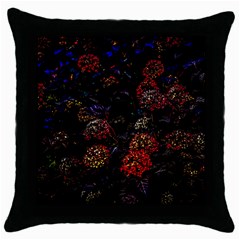 Floral Fireworks Throw Pillow Case (black) by FunnyCow