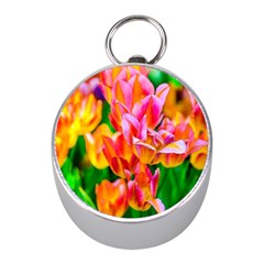 Blushing Tulip Flowers Mini Silver Compasses by FunnyCow