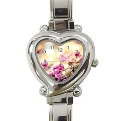 Paradise Apple Blossoms Heart Italian Charm Watch by FunnyCow