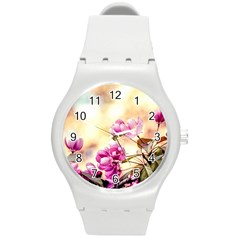 Paradise Apple Blossoms Round Plastic Sport Watch (m) by FunnyCow