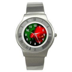 Red Tulip After The Shower Stainless Steel Watch by FunnyCow