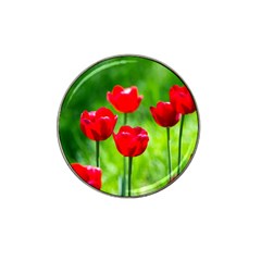 Red Tulip Flowers, Sunny Day Hat Clip Ball Marker (4 Pack) by FunnyCow