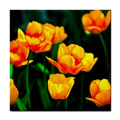 Yellow Orange Tulip Flowers Tile Coasters by FunnyCow