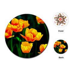 Yellow Orange Tulip Flowers Playing Cards (round) by FunnyCow