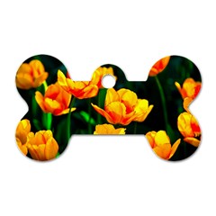 Yellow Orange Tulip Flowers Dog Tag Bone (one Side) by FunnyCow