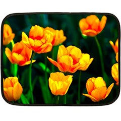 Yellow Orange Tulip Flowers Double Sided Fleece Blanket (mini) 