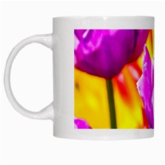 Violet Tulip Flowers White Mugs by FunnyCow