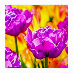 Violet Tulip Flowers Medium Glasses Cloth (2-side) by FunnyCow
