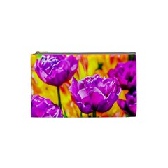 Violet Tulip Flowers Cosmetic Bag (small) by FunnyCow
