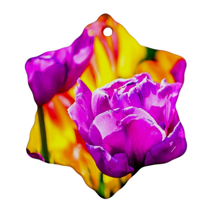 Violet Tulip Flowers Ornament (Snowflake)