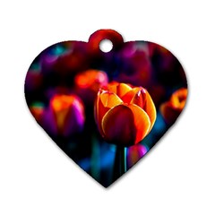 Red Tulips Dog Tag Heart (two Sides) by FunnyCow