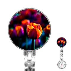 Red Tulips Stainless Steel Nurses Watch by FunnyCow