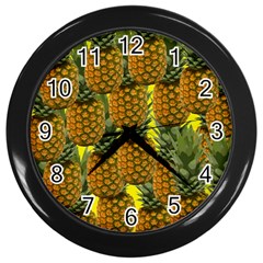 Tropical Pineapple Wall Clock (black) by snowwhitegirl