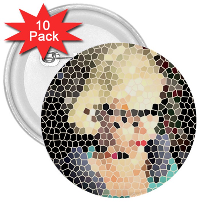 Stained Glass Girl 3  Buttons (10 pack) 