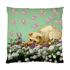 Cat And Butterflies Green Standard Cushion Case (one Side)