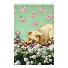 Cat And Butterflies Green Shower Curtain 48  X 72  (small)  by snowwhitegirl