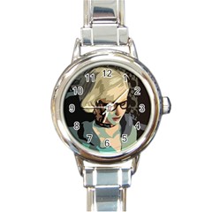 Girl Thinking Round Italian Charm Watch