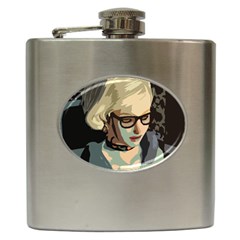 Girl Thinking Hip Flask (6 Oz) by snowwhitegirl