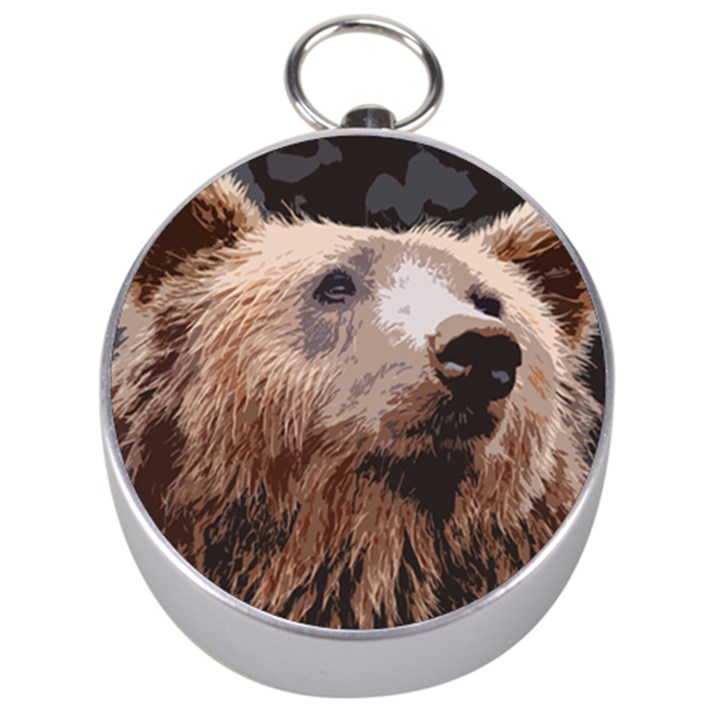 Bear Looking Silver Compasses