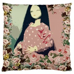 Rose Floral Doll Large Flano Cushion Case (two Sides)