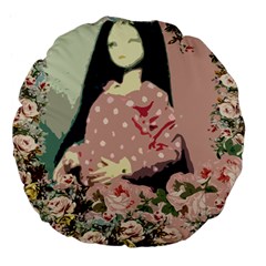 Rose Floral Doll Large 18  Premium Flano Round Cushions by snowwhitegirl