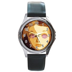 Butterfly Eyes Round Metal Watch by snowwhitegirl