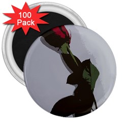 Red Rose 3  Magnets (100 Pack)