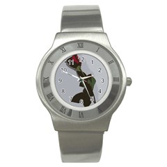 Red Rose Stainless Steel Watch by snowwhitegirl