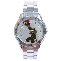 Red Rose Stainless Steel Analogue Watch by snowwhitegirl