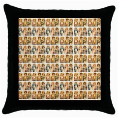 Victorian Girl Labels Throw Pillow Case (black) by snowwhitegirl