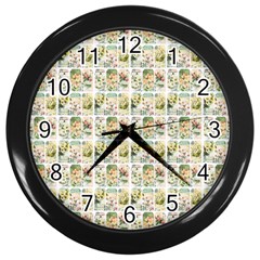 Victorian Flower Labels Wall Clock (black)