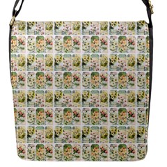 Victorian Flower Labels Flap Closure Messenger Bag (s)