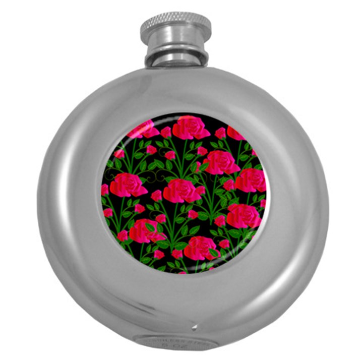 Roses At Night Round Hip Flask (5 oz)