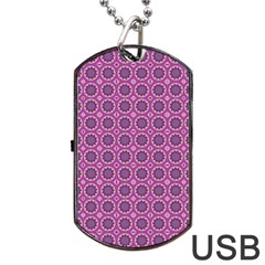 Floral Circles Pink Dog Tag Usb Flash (two Sides) by BrightVibesDesign