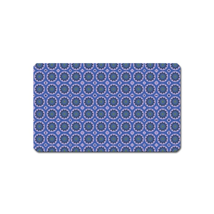 Floral Circles Blue Magnet (Name Card)