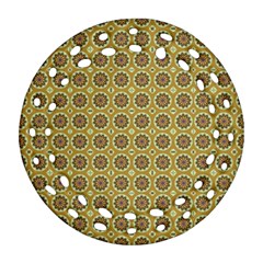 Floral Circles Yellow Ornament (round Filigree) by BrightVibesDesign
