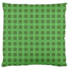 Floral Circles Green Large Flano Cushion Case (one Side) by BrightVibesDesign