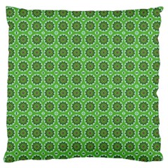 Floral Circles Green Large Flano Cushion Case (two Sides) by BrightVibesDesign