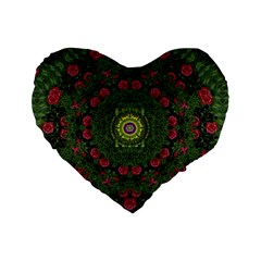 Sunshine Mandala In Rose Heaven Standard 16  Premium Flano Heart Shape Cushions by pepitasart
