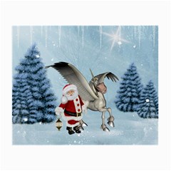 Santa Claus With Cute Pegasus In A Winter Landscape Small Glasses Cloth (2-side) by FantasyWorld7