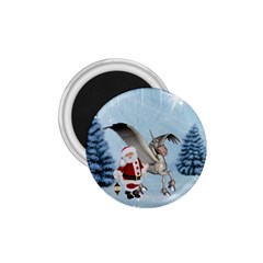 Santa Claus With Cute Pegasus In A Winter Landscape 1 75  Magnets by FantasyWorld7