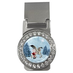 Santa Claus With Cute Pegasus In A Winter Landscape Money Clips (cz)  by FantasyWorld7
